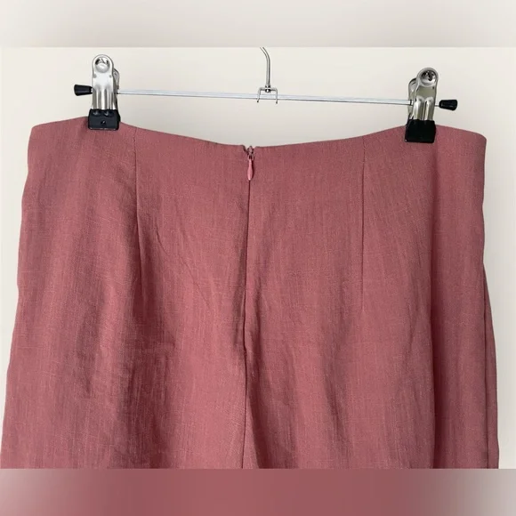 Essue Tulip High Rise Wide Leg Flowy Palazzo Slit Pants in Mauve/Brick, Medium - Picture 7 of 10